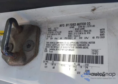 2015 Ford Transit Connect Xl z USA, uszkodzony, nr VIN NM0LS7E71F1214923